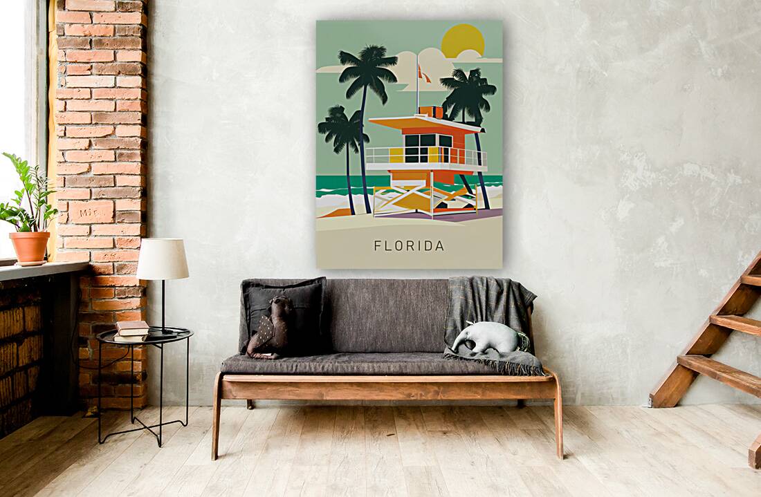 Florida beach travel vintage poster Reproduction