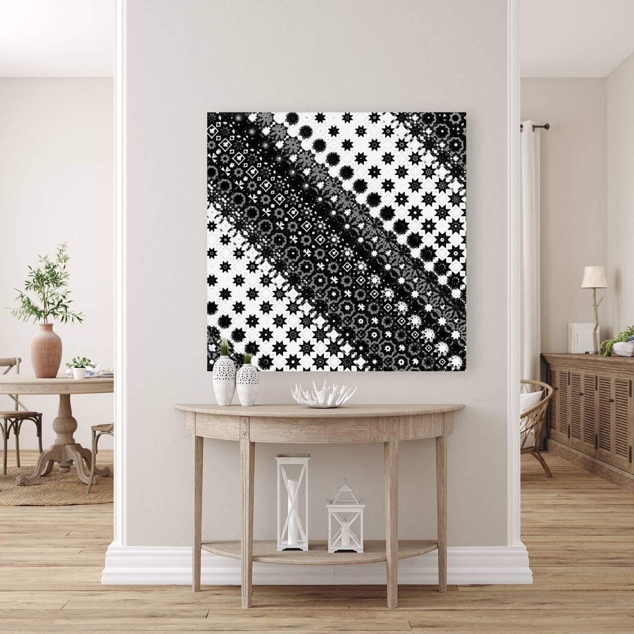 Abstract Black and White Shapes Reproduction