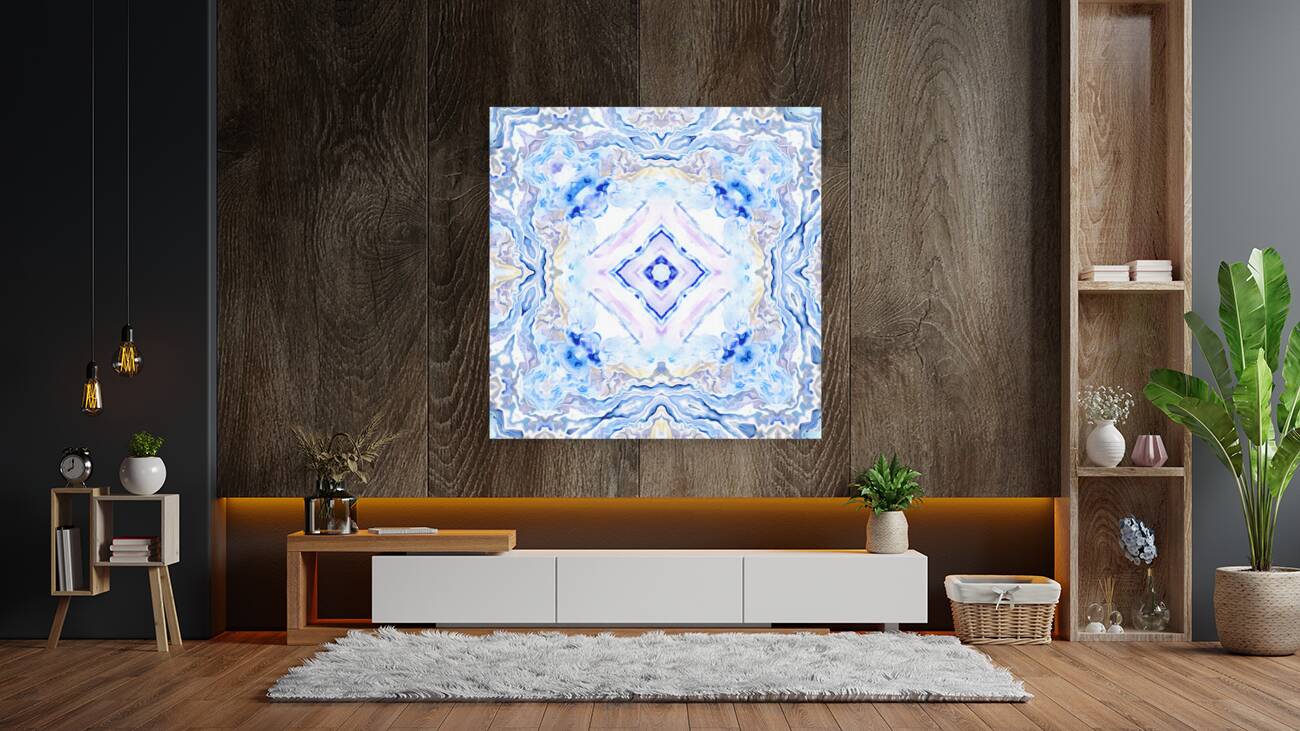 Abstract Blue Lavender Kaleidoscope Flow Reproduction