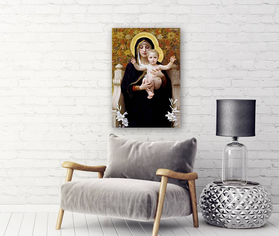 william-adolphe bouguereau - The Virgin of the Lilies . 1899 Reproduction