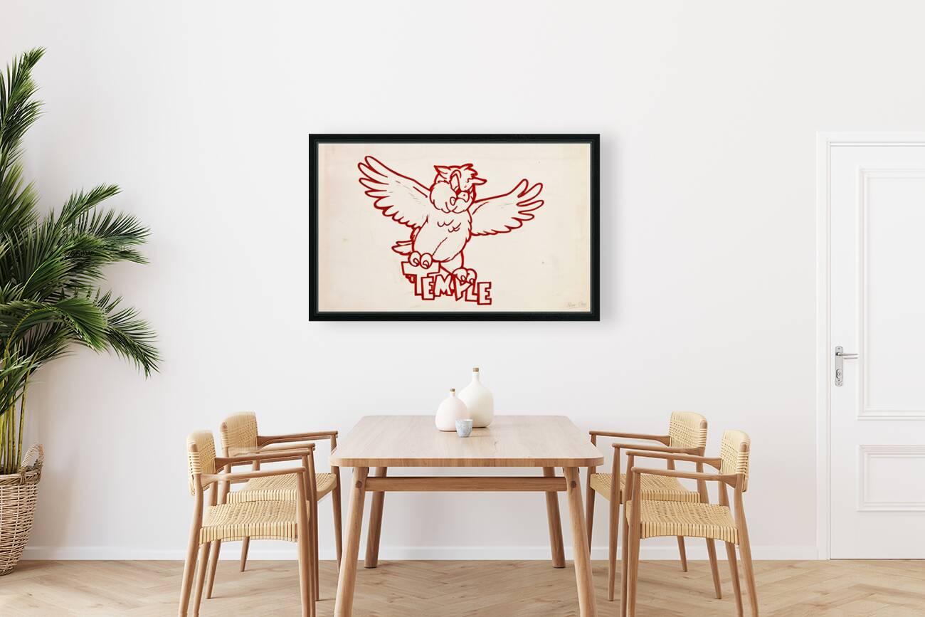 1970s Temple Owl Cartoon Art Reproduction
