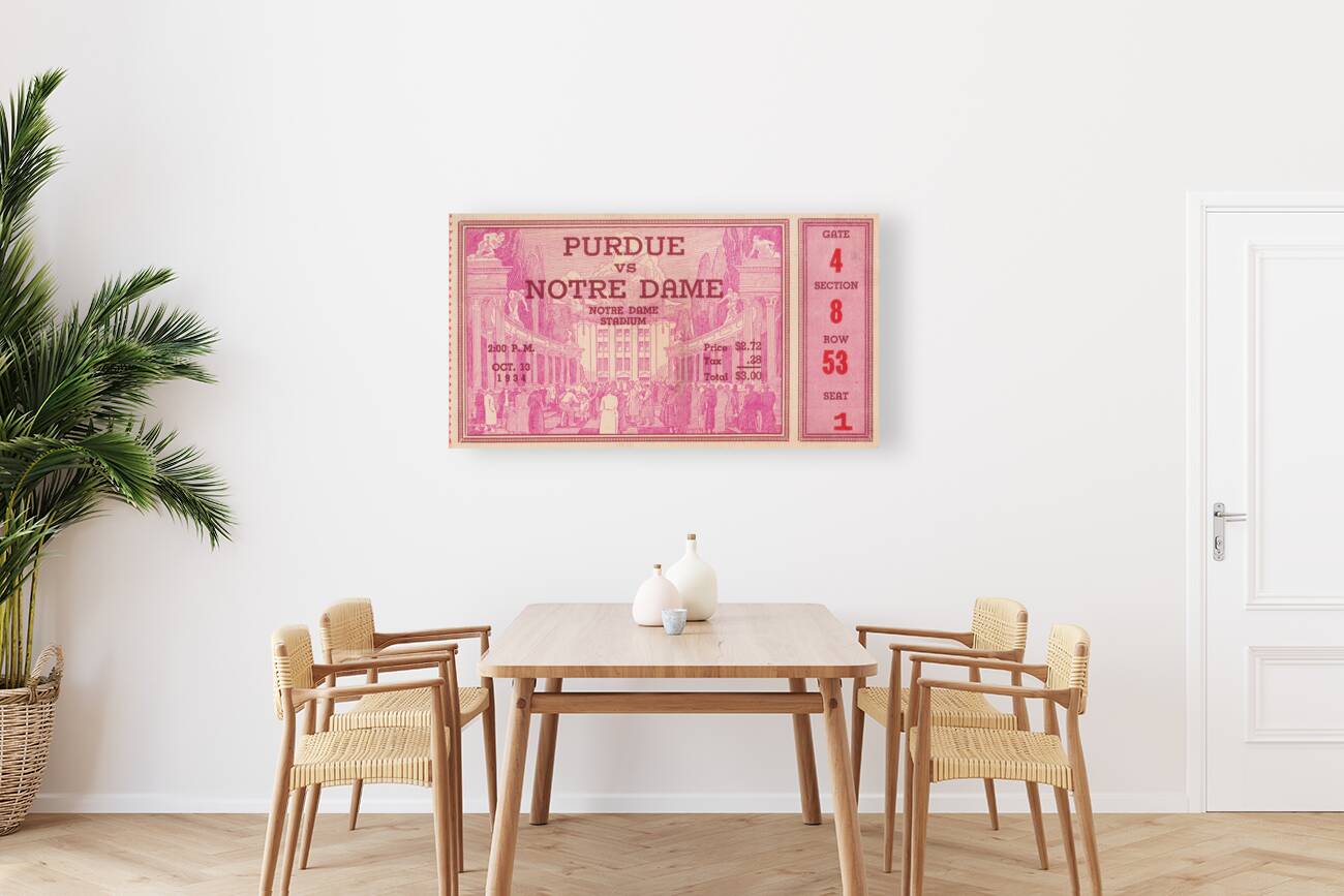 1934 Notre Dame vs. Purdue Football Ticket Art Reproduction