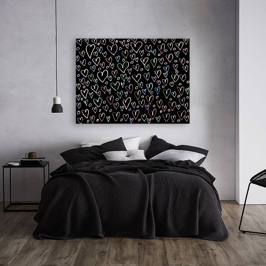 Abstract Hearts on a Black Background Reproduction