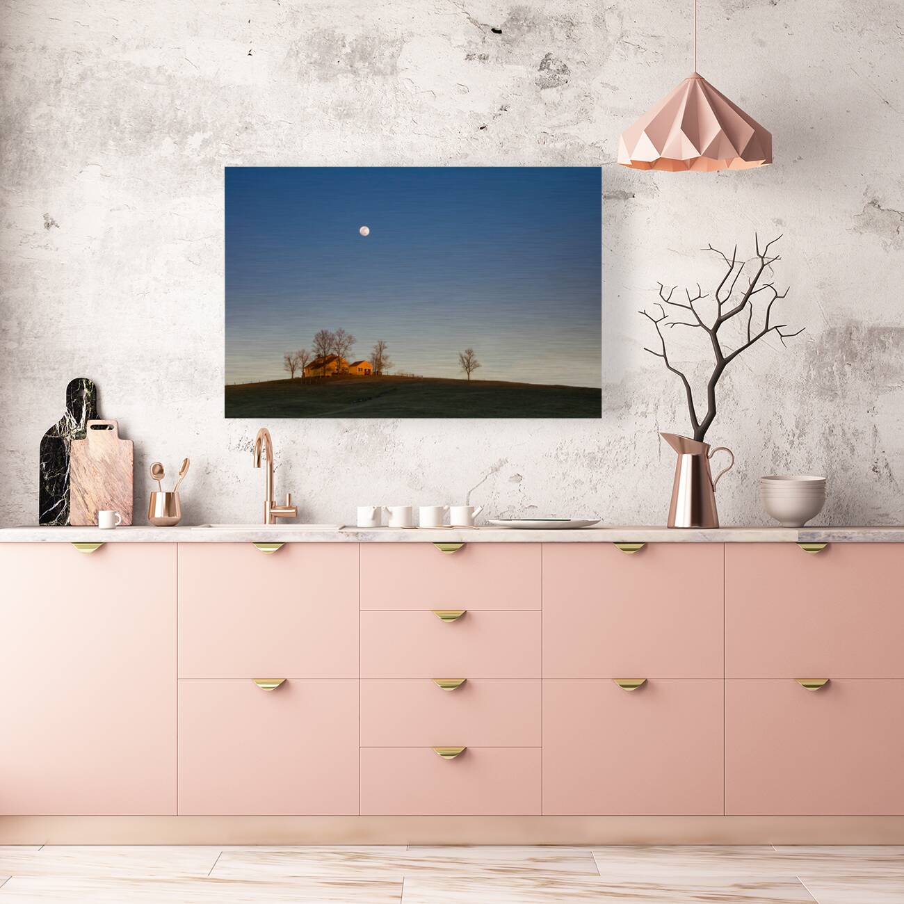 Moon Over Farmhouse Reproduction