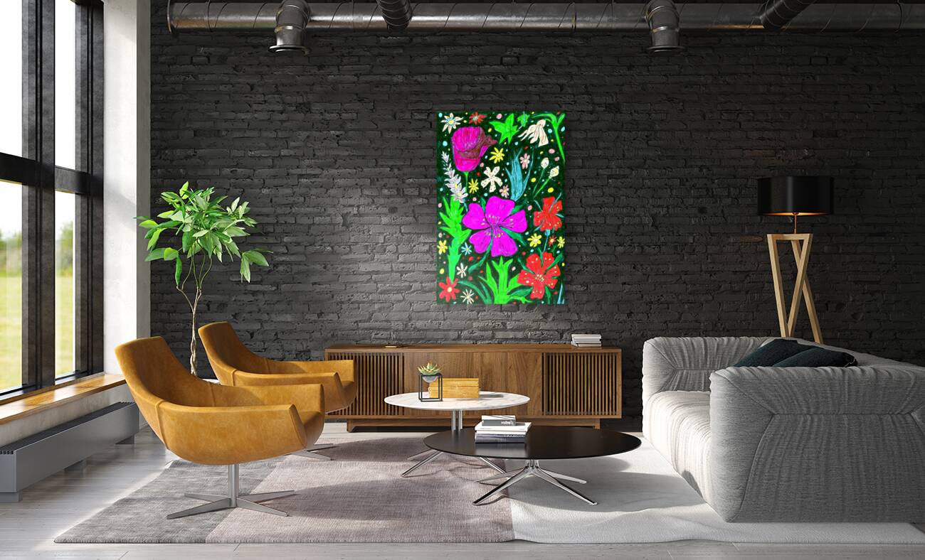 Abstract Whimsical Floral Garden Reproduction