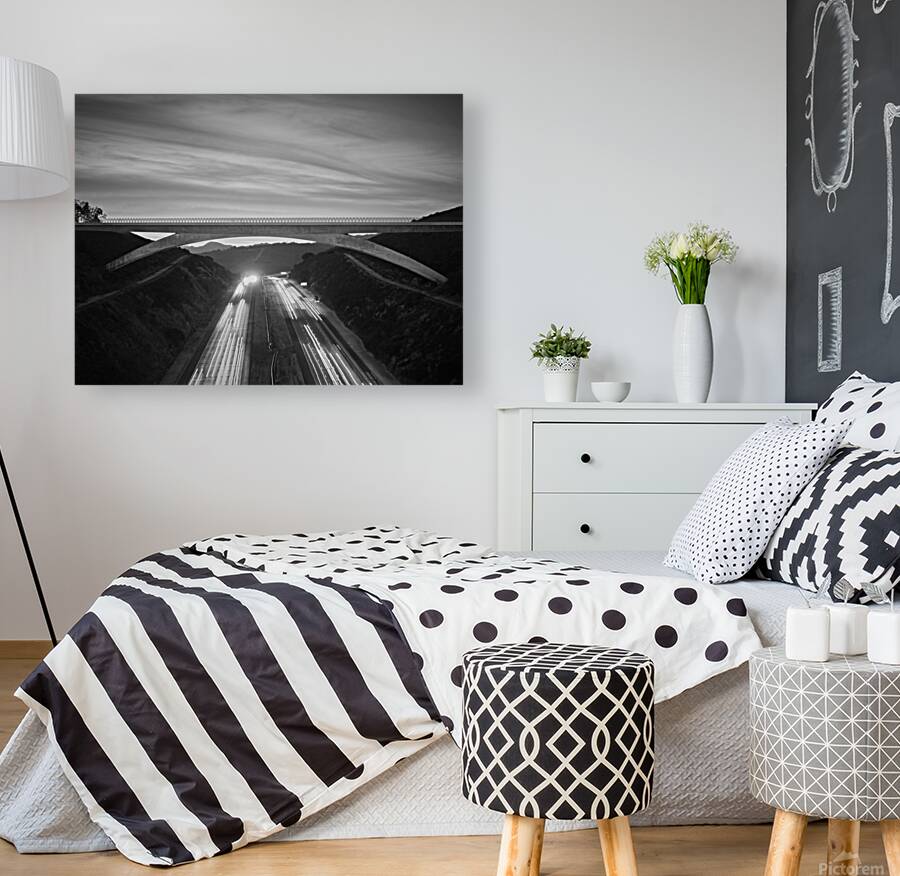 Lilac Bridge Sunrise Black & White Close Up Reproduction