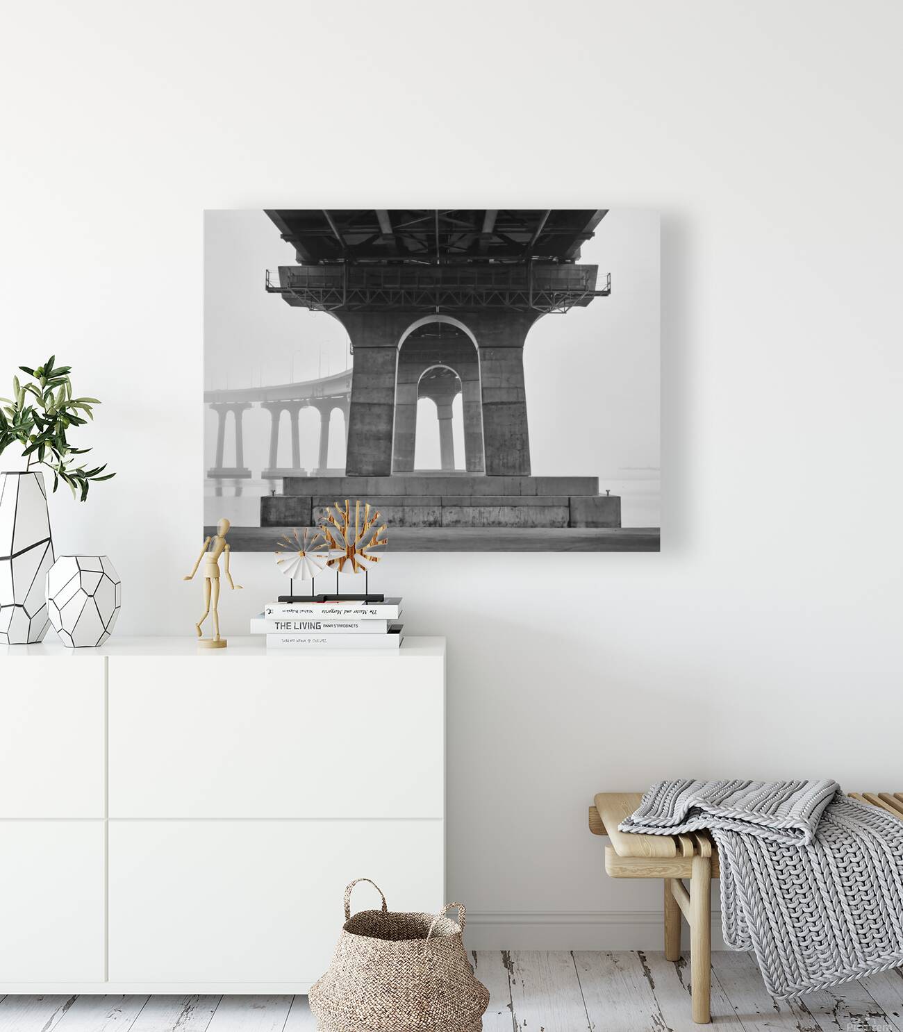 Coronado Bay Bridge Pylons Monochrome Reproduction