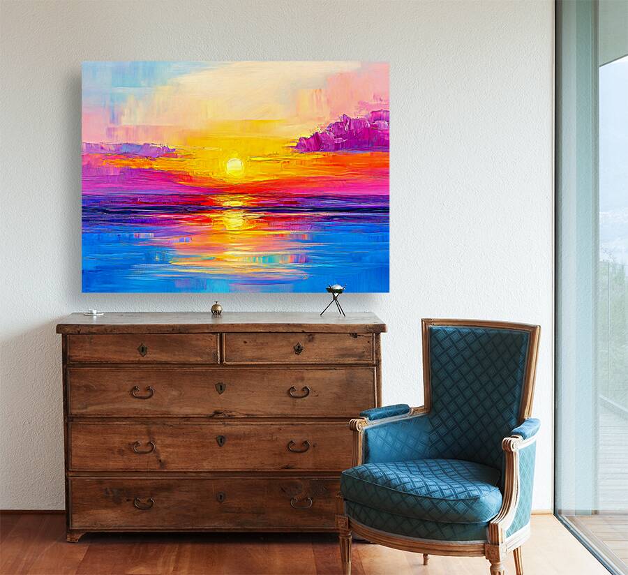 Sunset Over Water Vivid Colors Reproduction