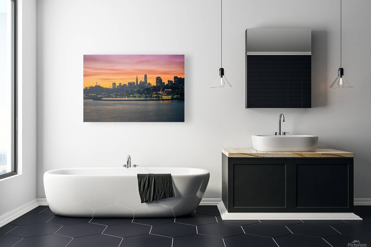 San Francisco Harbor Skyline Downtown Sunrise Reproduction