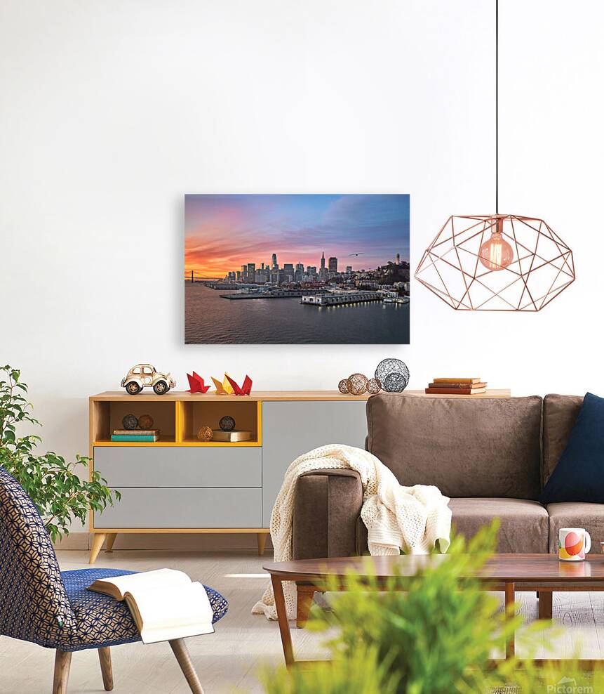 San Francisco Skyline Bay View Downtown Sunrise Reproduction