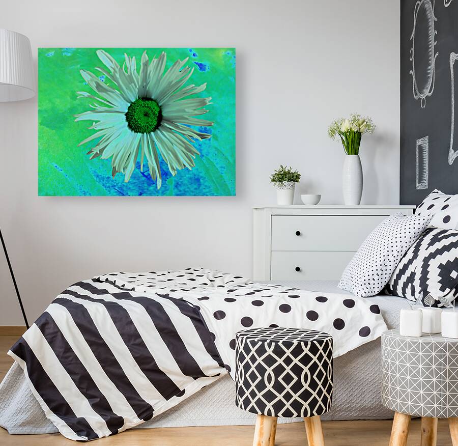 Abstract Surreal Green Daisy Reproduction