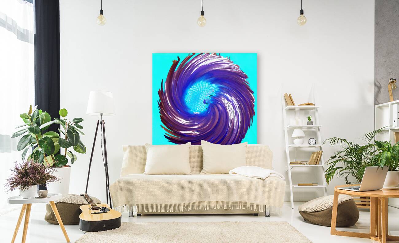 Abstract Swirling Turquoise Daisy Flower Reproduction