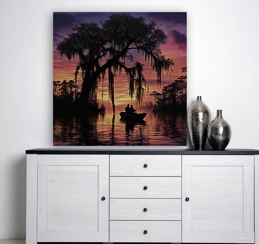 FISHING ON THE BAYOU Reproduction