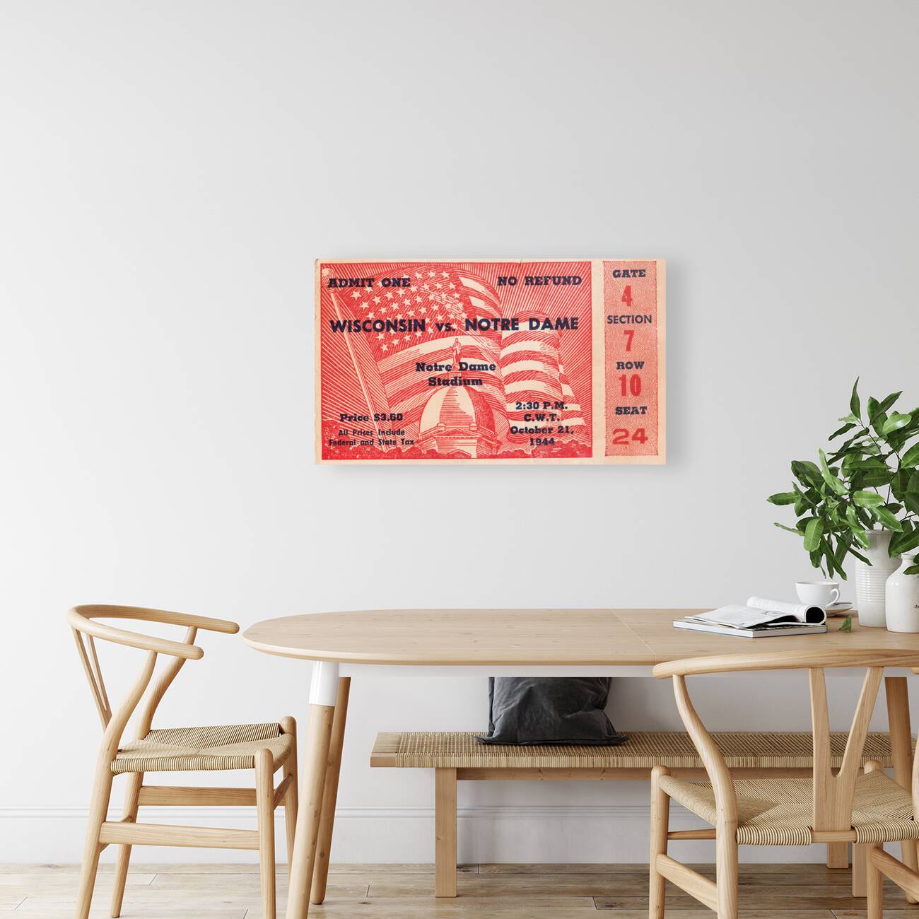 1944 Wisconsin Badgers at Notre Dame Fighting Irish Reproduction