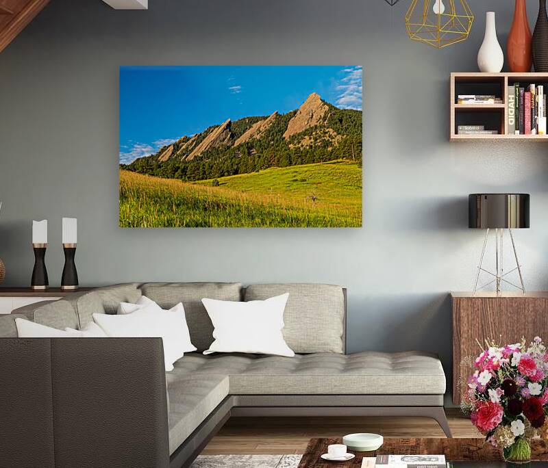 Boulder Colorado Flatirons Sunset Golden Light Reproduction