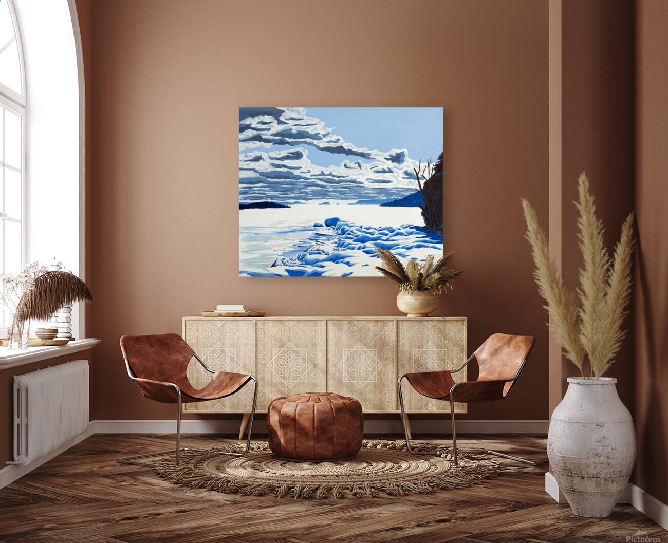 Mink Bay Winter Clouds Painting Reproduction