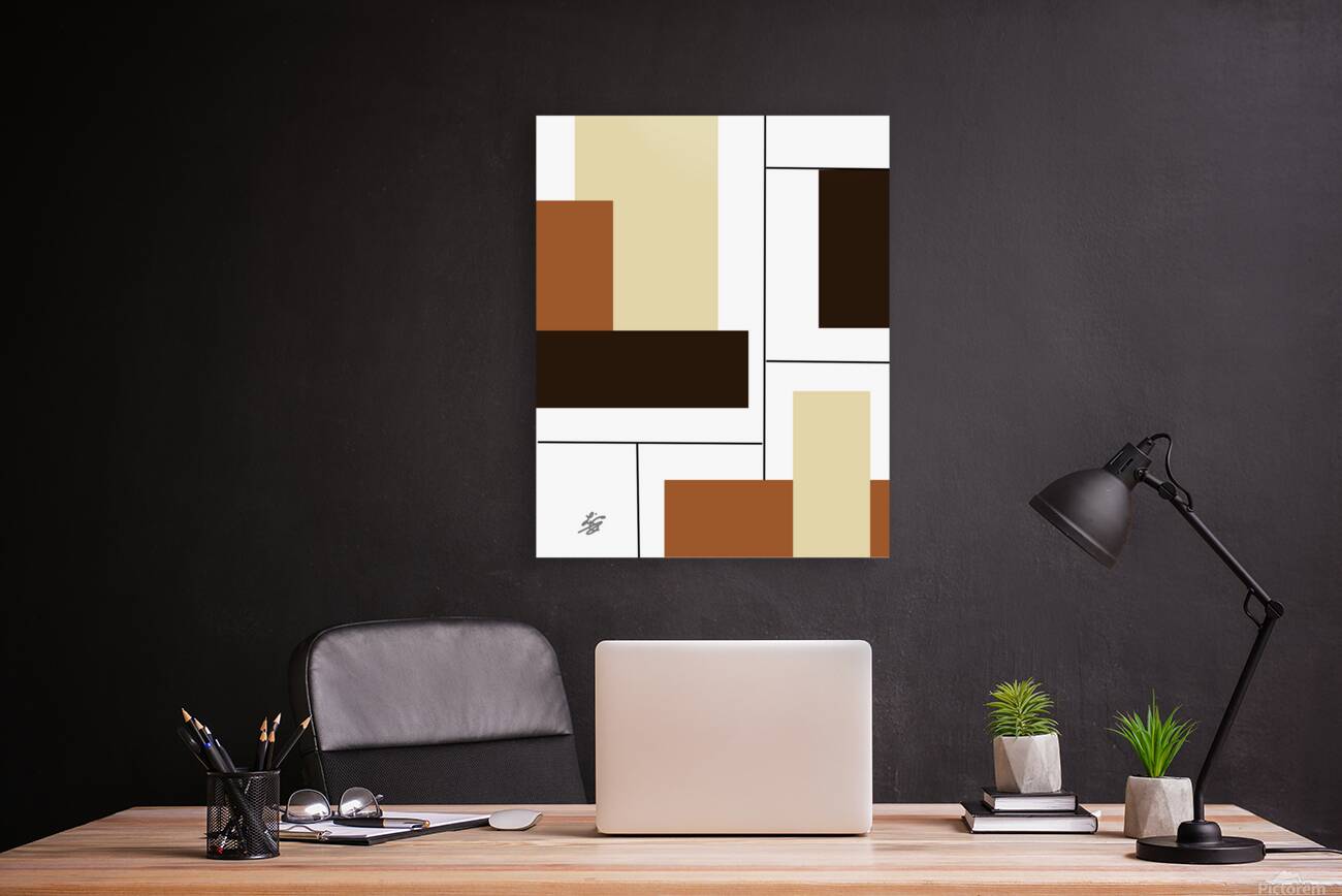 Beige and Black Geometric Abstract Reproduction