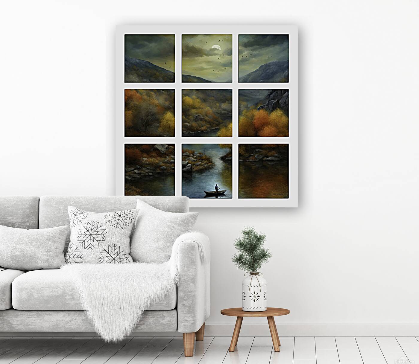 ZIG ZAG RIVER.  9 PANEL Reproduction