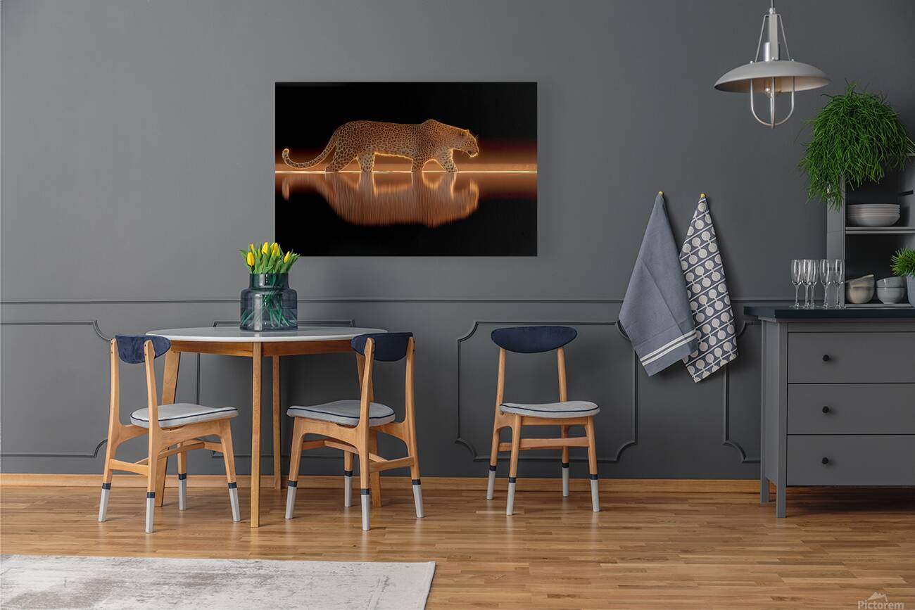 Nocturnal Grace – Cheetah Reflection Print Reproduction