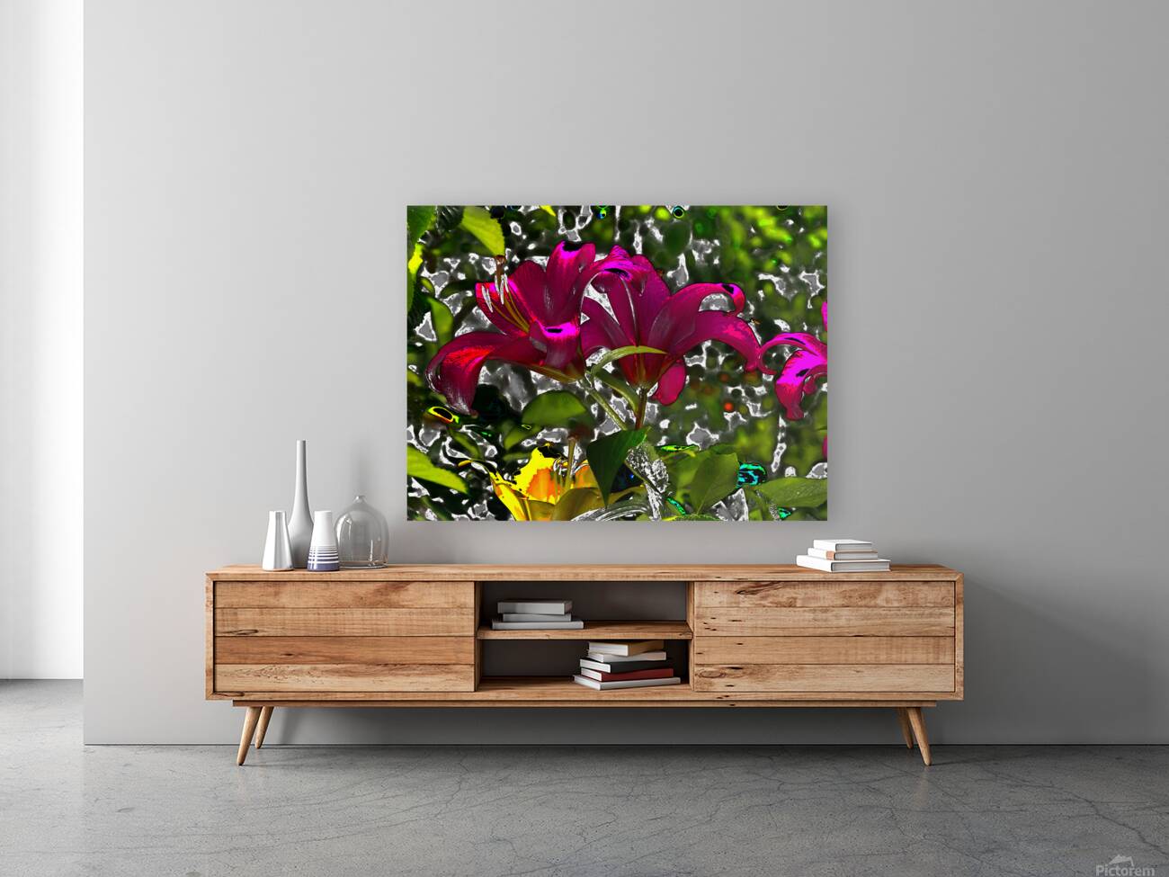  Abstract Vivid Lily Flowers                                                                                                                       Reproduction