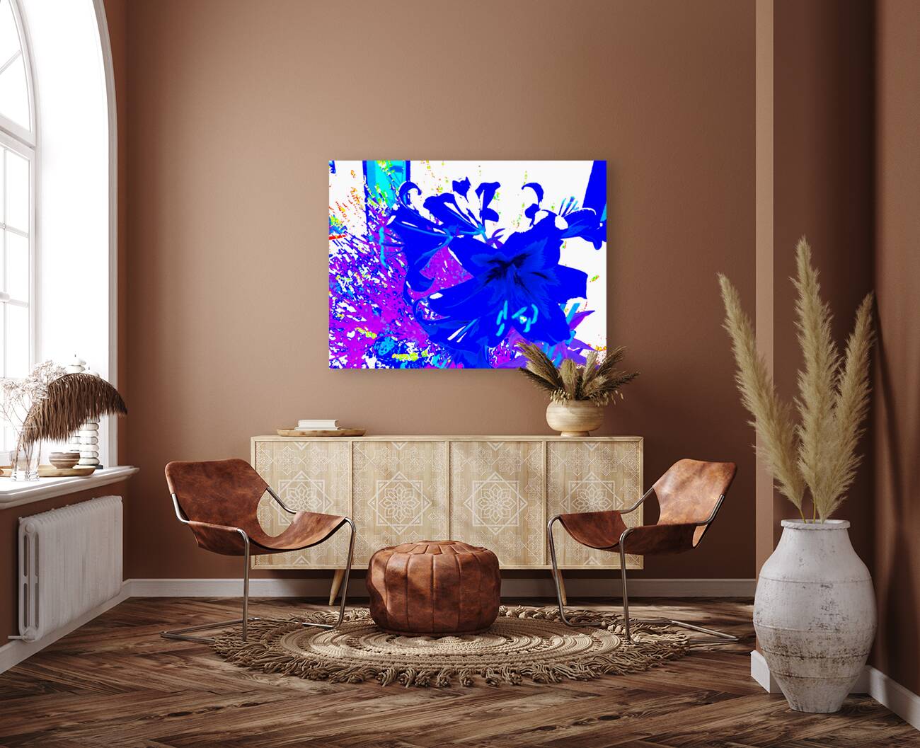 Abstract Blue Lilies                                                                                                                      Reproduction