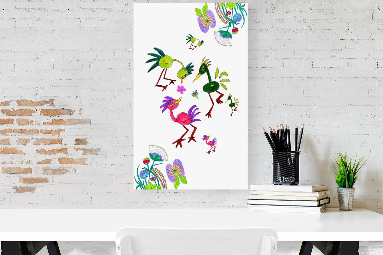 Abstract Doodle Cute Birds Reproduction