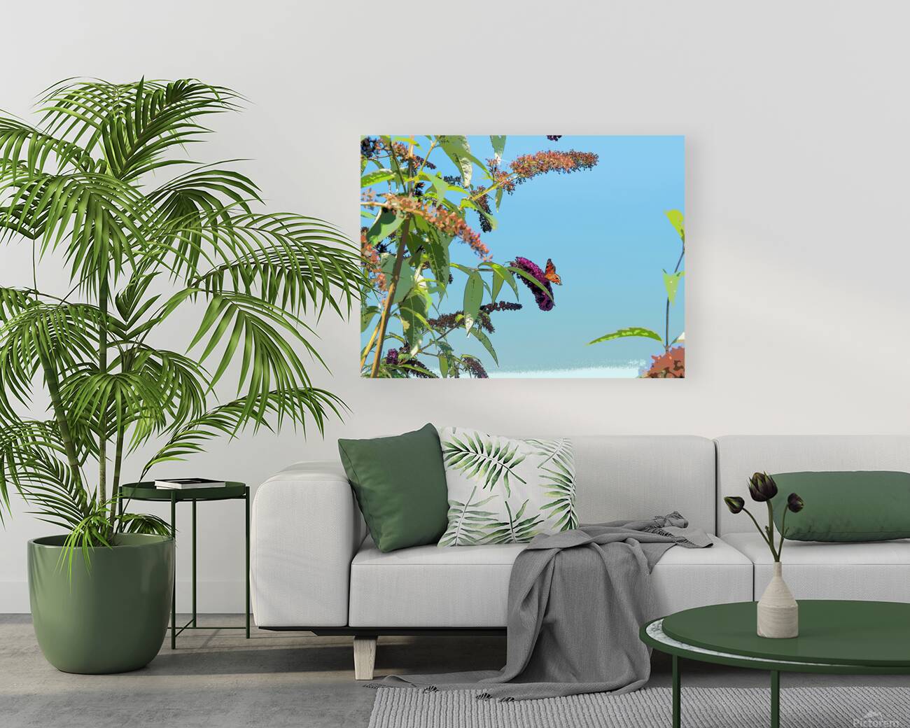 Butterfly on Vibrant Buddleia Blossoms                                                                                                                     Reproduction