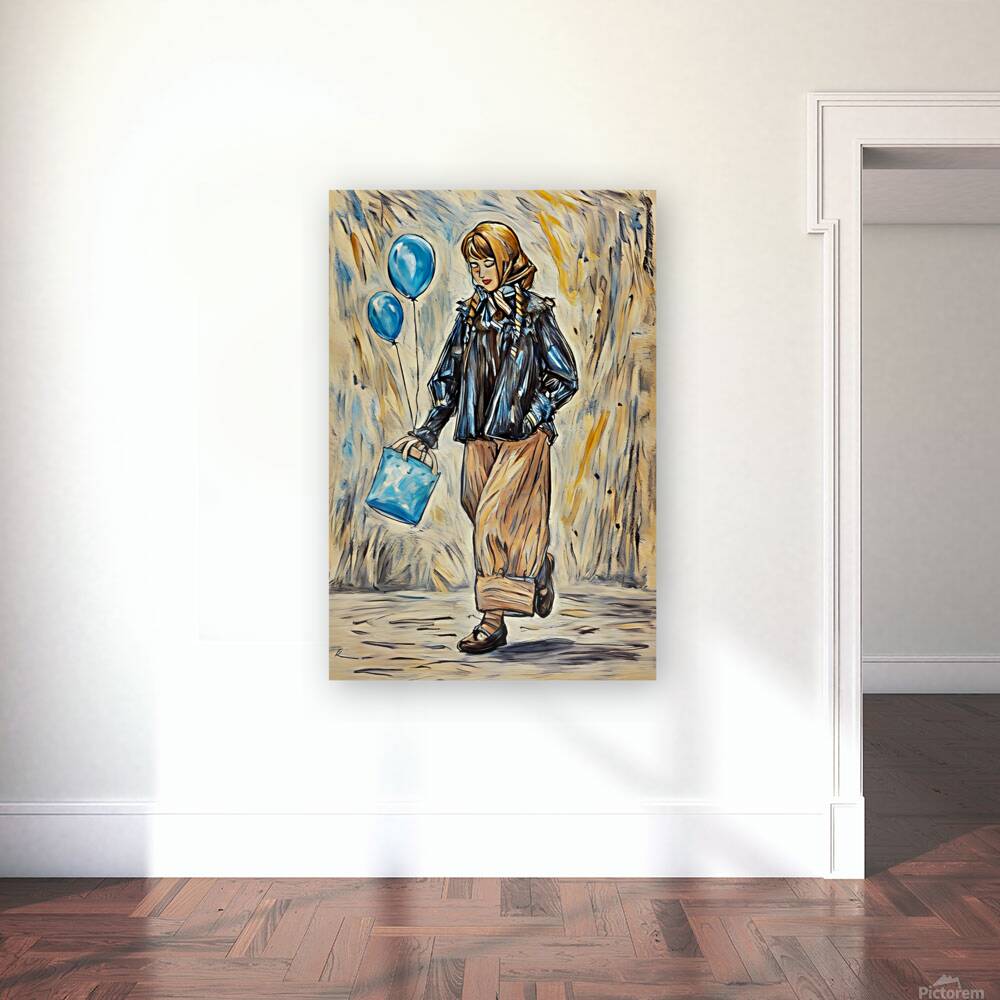 ArtXcl 045 woman walk balloons fasjion illustration Reproduction