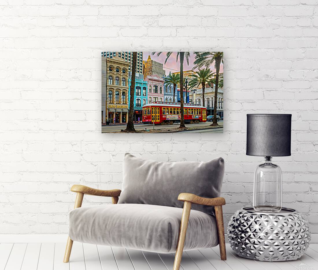 Streetcar and colorful buildings New Orleans Louisiana Reproduction