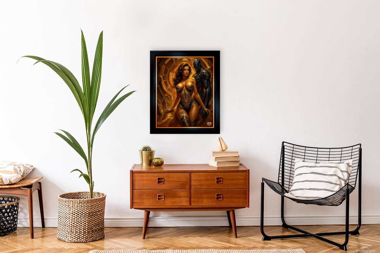 Portrait Of Melatori and Her Melatoid Guardian Gorgeous AI Concept Art by Xzendor7 Reproduction