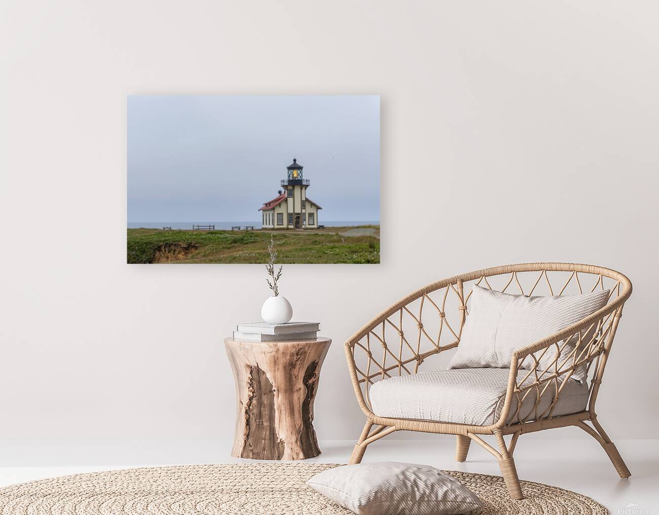 Point Cabrillo Lighthouse with light on Reproduction