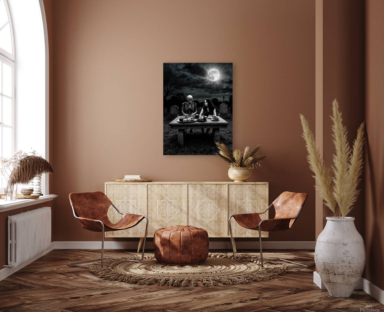 skeleton and girl cemetery Reproduction