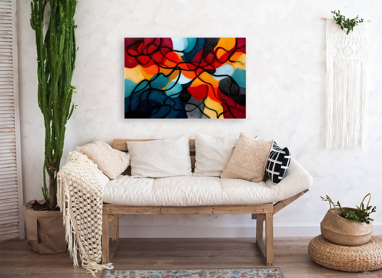 Stained-Glass Sunset – Mosaic Geometry Art Print Reproduction