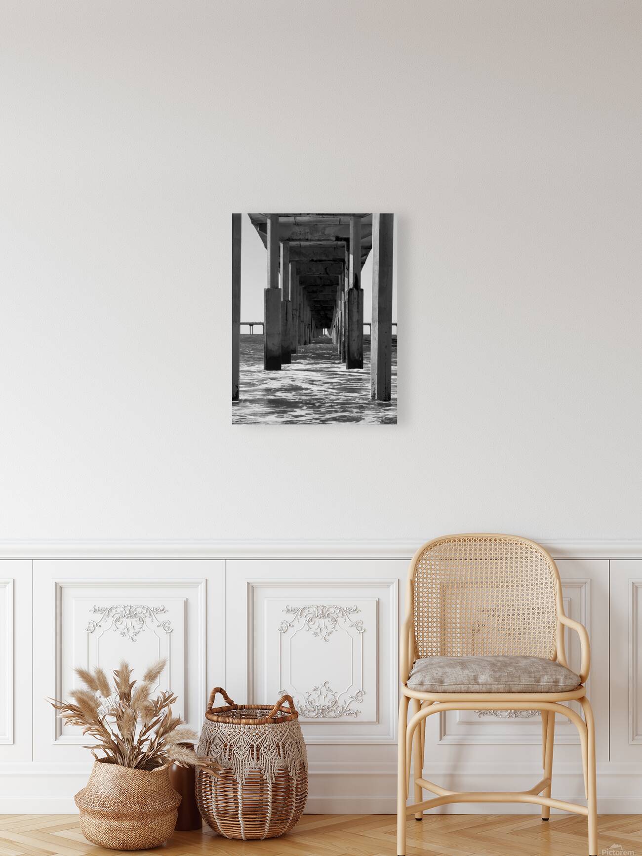 The pier at Ocean Beach San Diego - black and white Reproduction