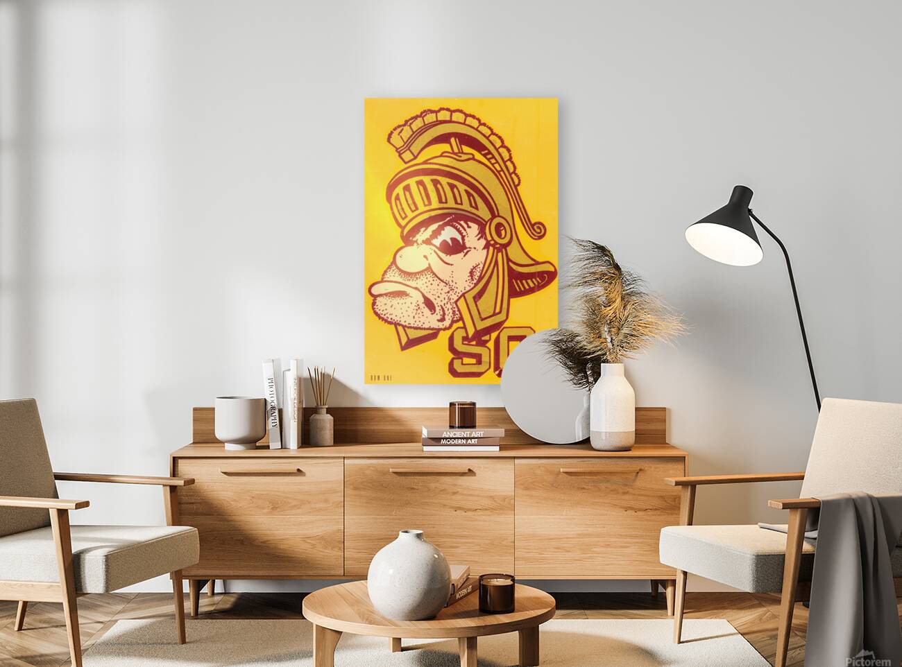 Vintage USC Trojan Cartoon Art Reproduction