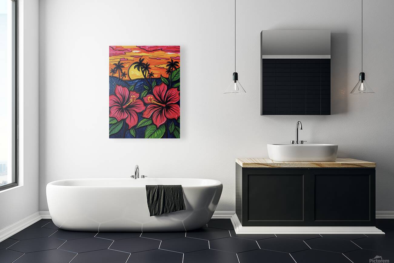 Hibiscus Flowers At Sunset Reproduction