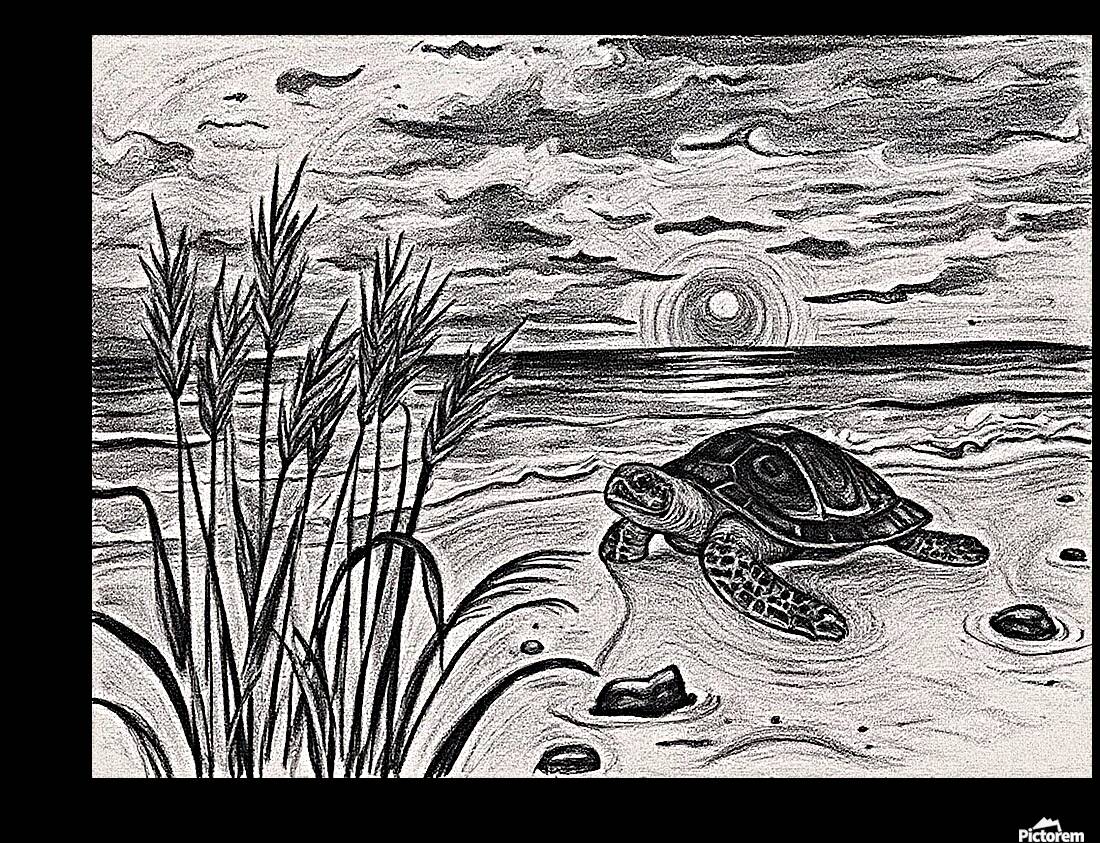 Sea Grass with Turtle at Sunset Oct 23 2025 at 1 25 12 PM Reproduction