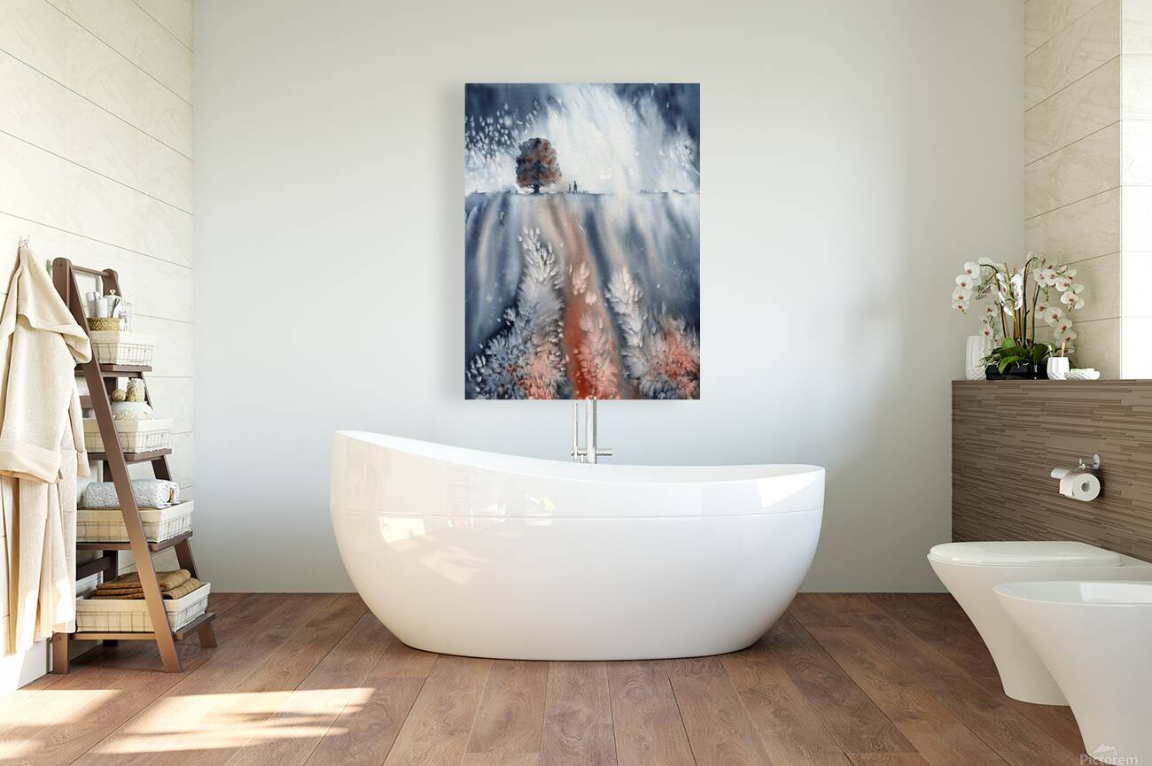 November walk watercolor painting  Reproduction