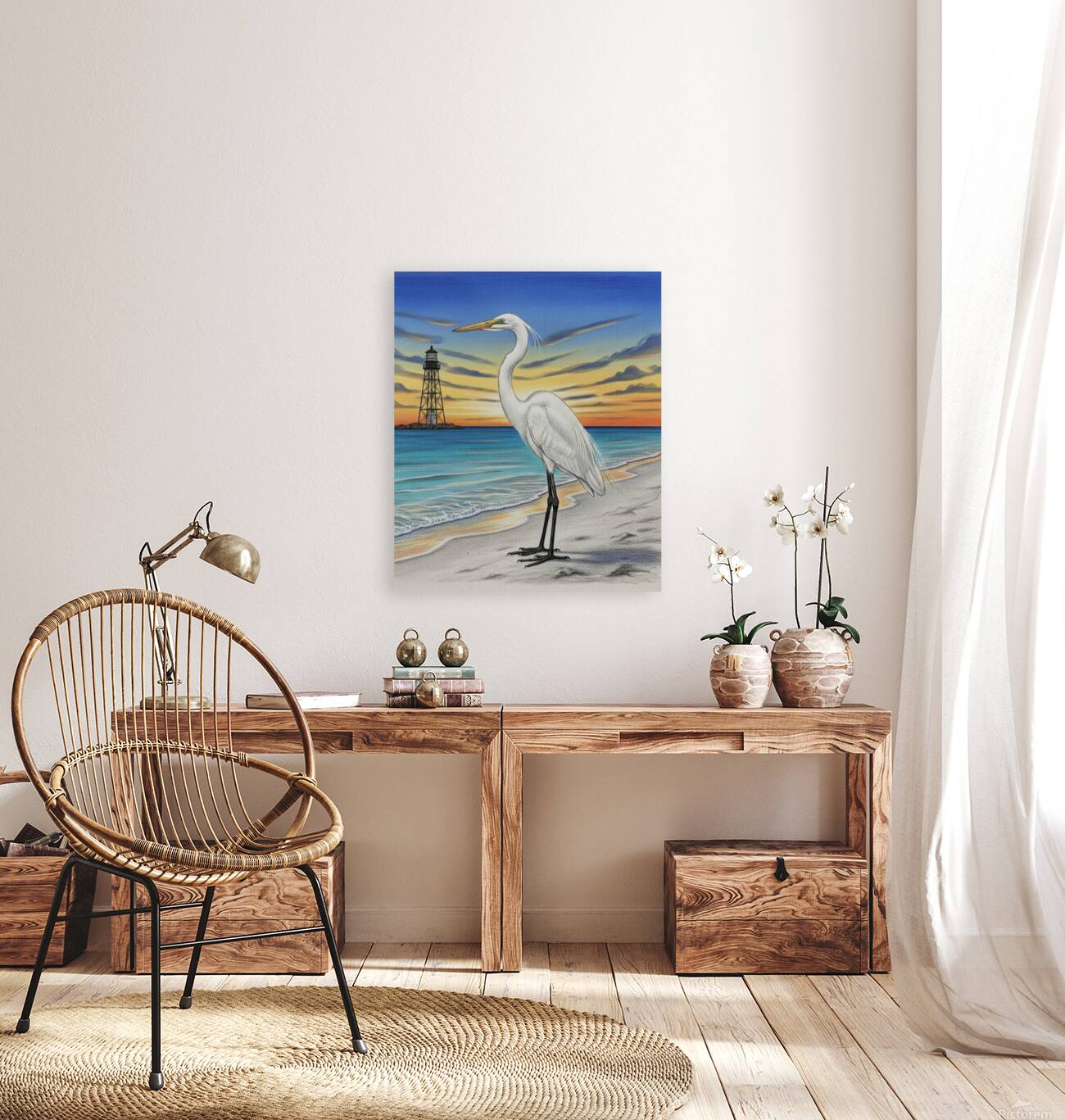 White Egret Overlooking The Sanibel  Lighthouse Oct 28 2025 at 9 11 54 AM Reproduction