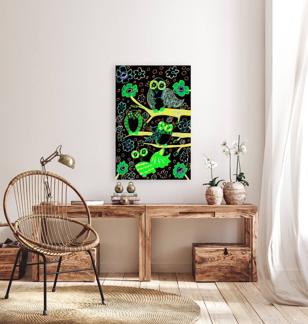 Abstract Vivid Owls Reproduction