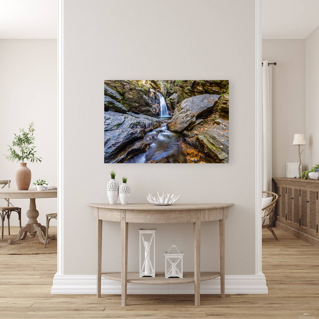 Forest Waterfalls Mossy Rock Dance Reproduction