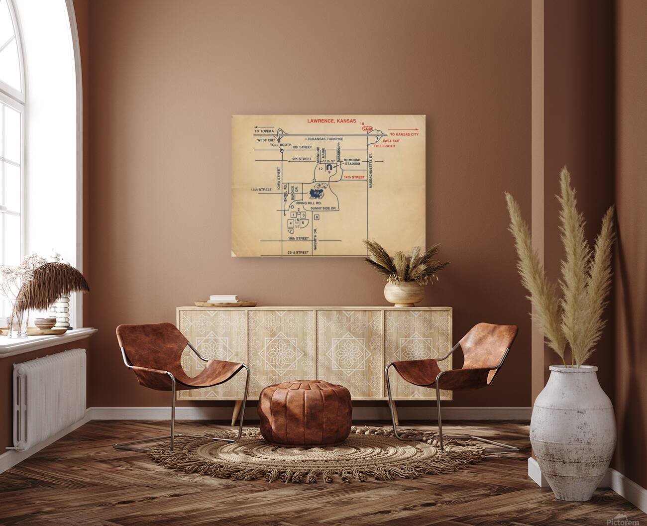 1980s Lawrence Kansas Map Reproduction