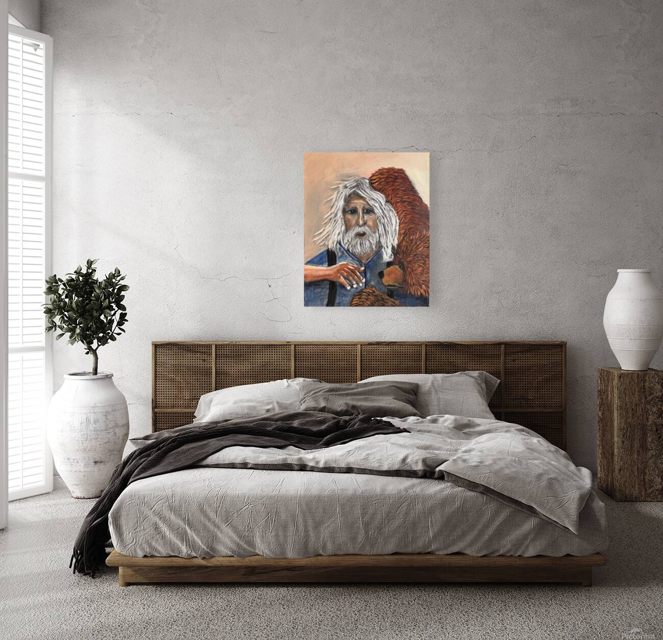 IMG 4233 Mountain man getting a hug by a grizzly Reproduction