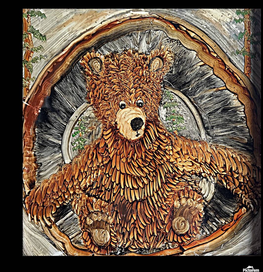 IMG 4296 -cute bear in  hollow log Reproduction