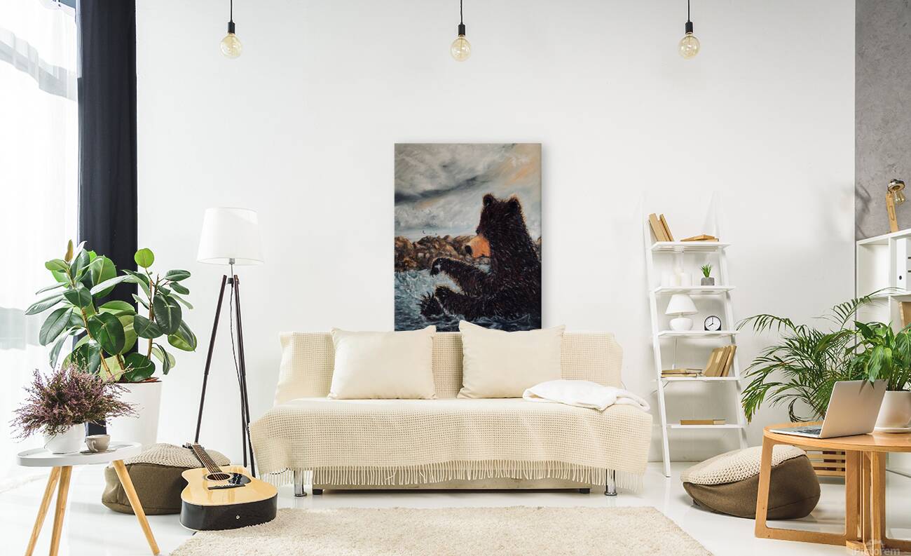 IMG 4224 Grizzly bears splashing in the water Reproduction