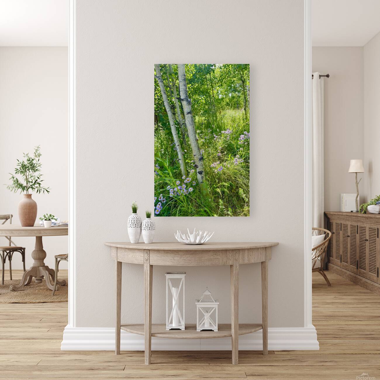 IMG aspen trees  and purple flowers Reproduction