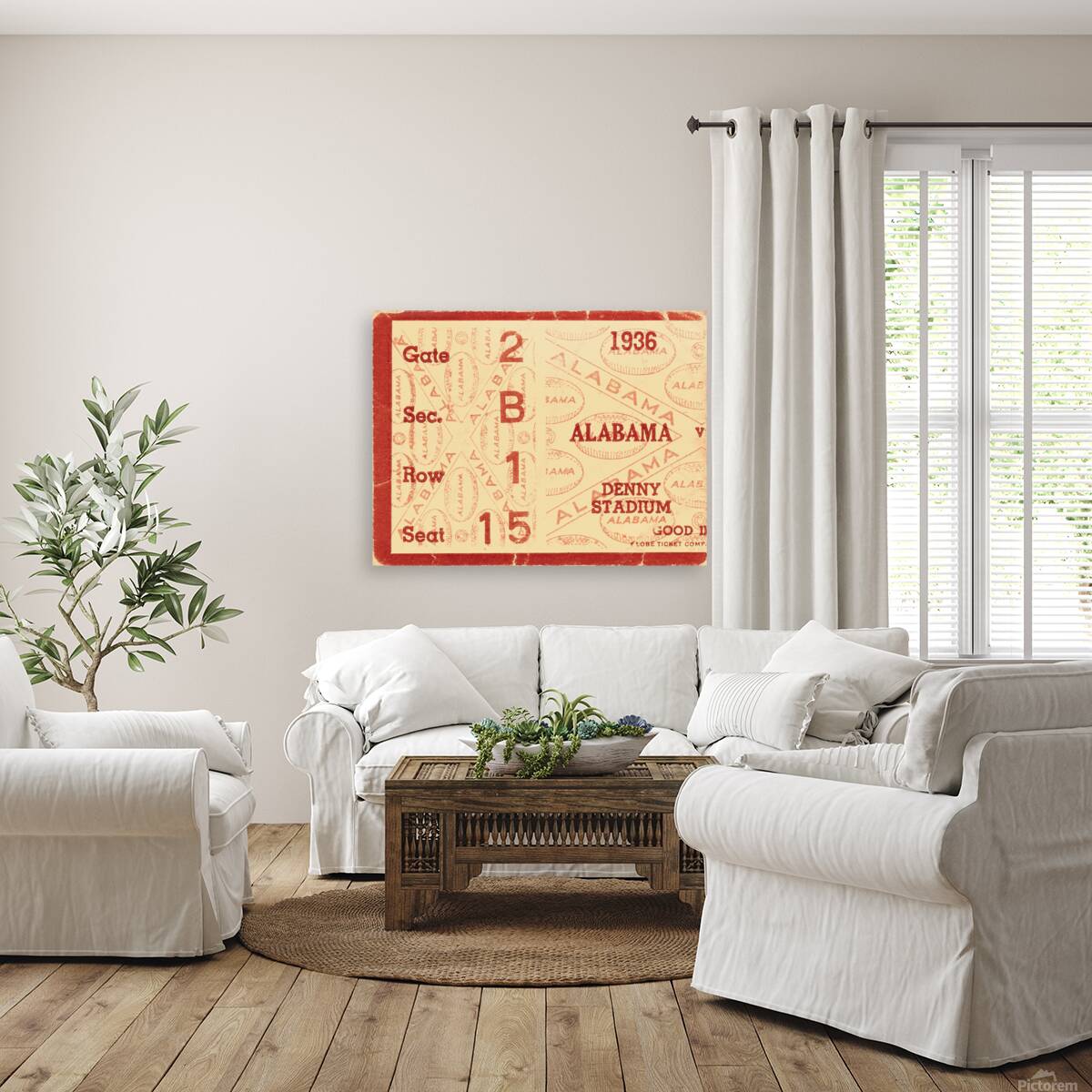 1936 Alabama Crimson Tide Football Ticket Remix Reproduction