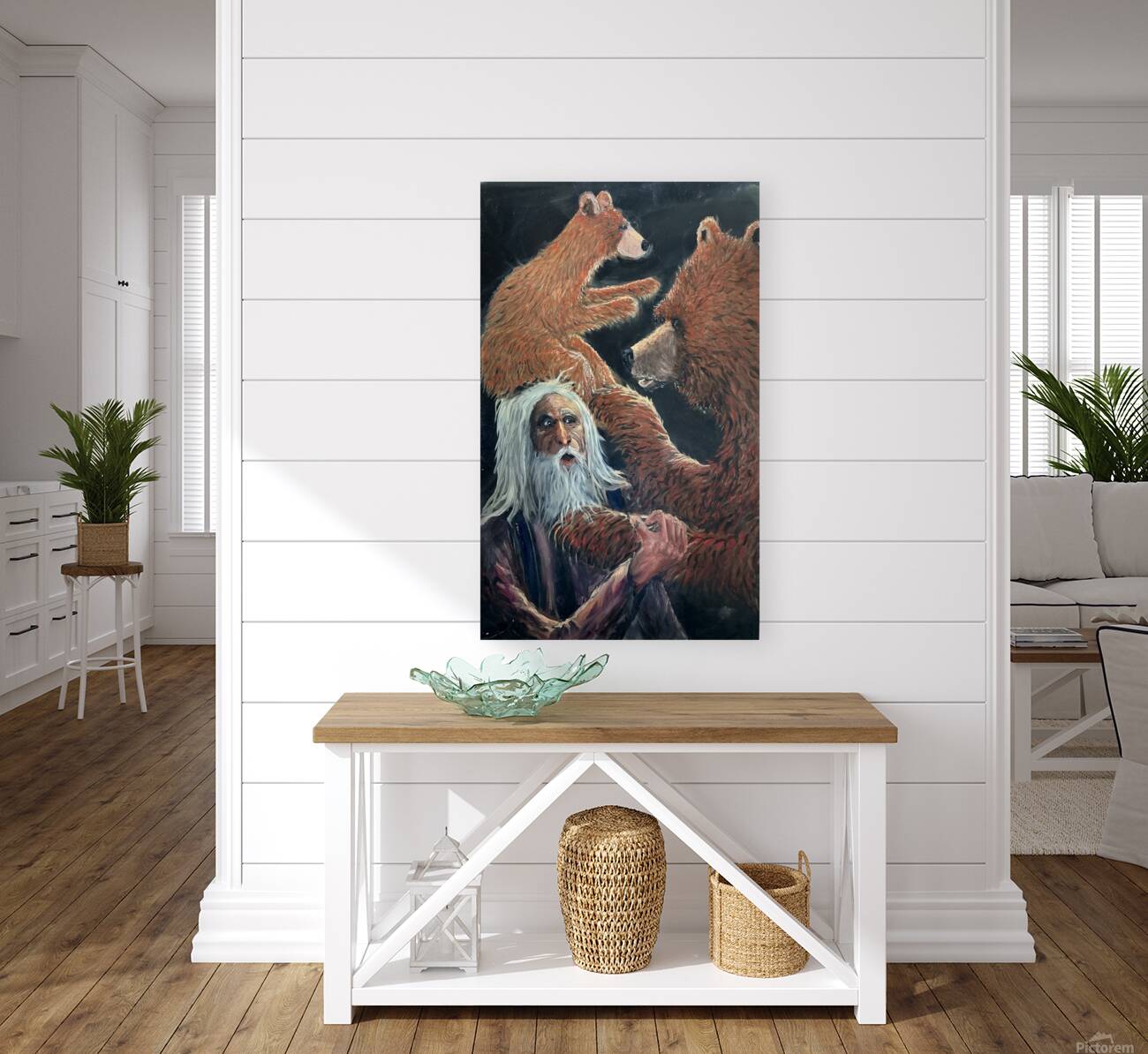 IMG 0147 mountain man and grizzly bear cub on his head Reproduction