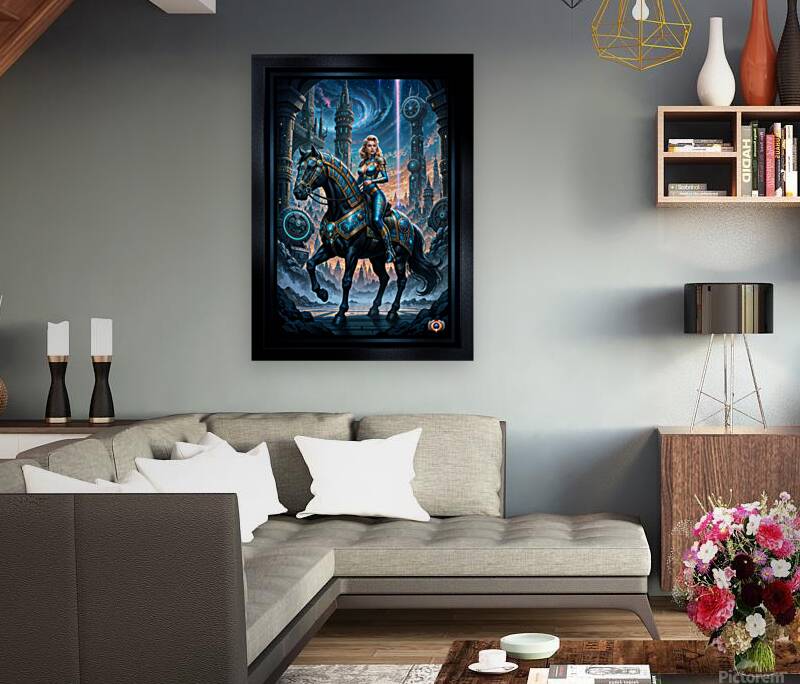 Mylara Wynthra Riding Nyxarion In Gryndorium Captivating AI Concept Art by Xzendor7 Reproduction