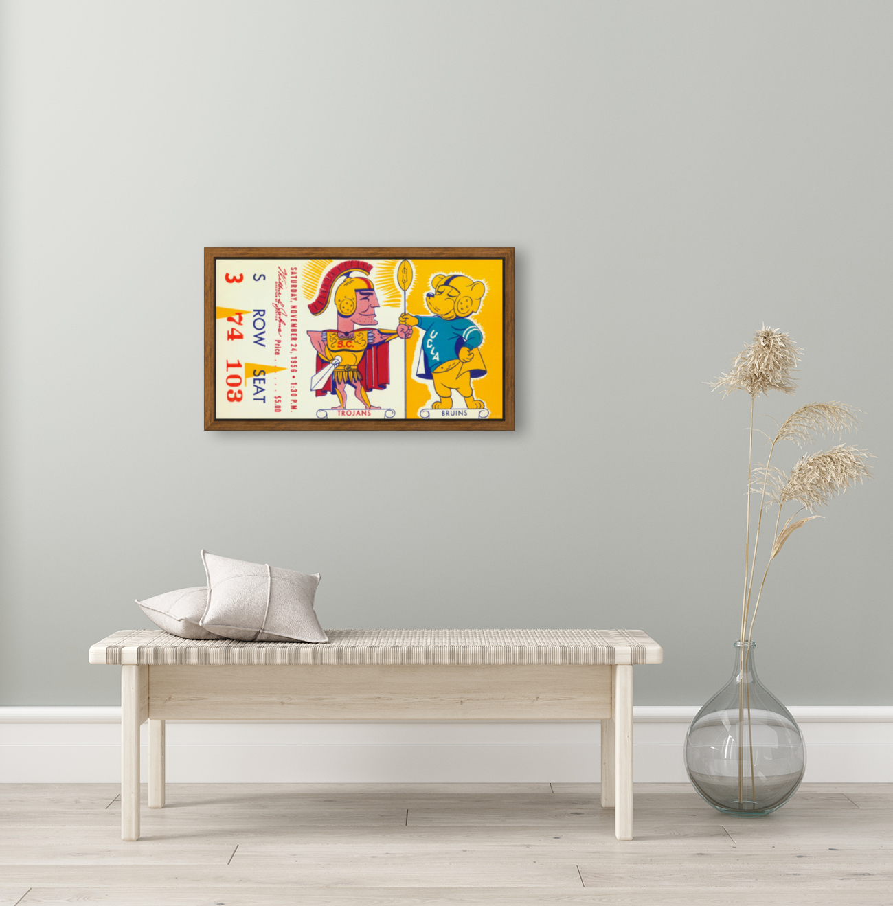 1956 USC vs. UCLA Football Ticket Canvas Reproduction